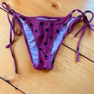 Mollusk Polka Dot Bikini Bottom Pink/Black Tie Side size XS